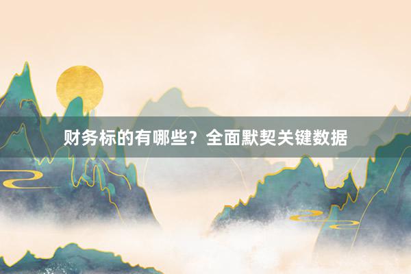 财务标的有哪些？全面默契关键数据